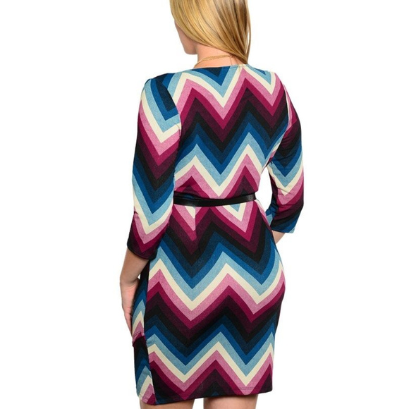 Janette Plus Ladies Womens Sheath Dress Chevron-Print Purple Size XL  NWOT - Picture 2 of 2